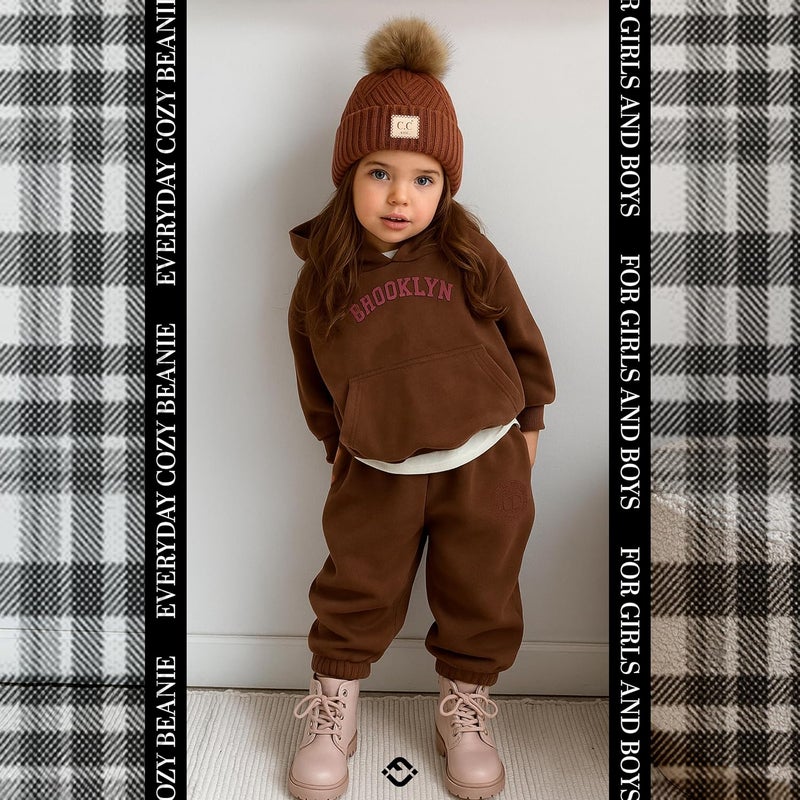 Funky Junque Toddler Pom Beanie – Kids Winter Hat for Ages 1–4, Baby Boy & Girl Knit Beanies, Warm Cozy Knit Snow Hats - Image 5